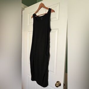Black Sleeveless Maternity Dress with side ruching